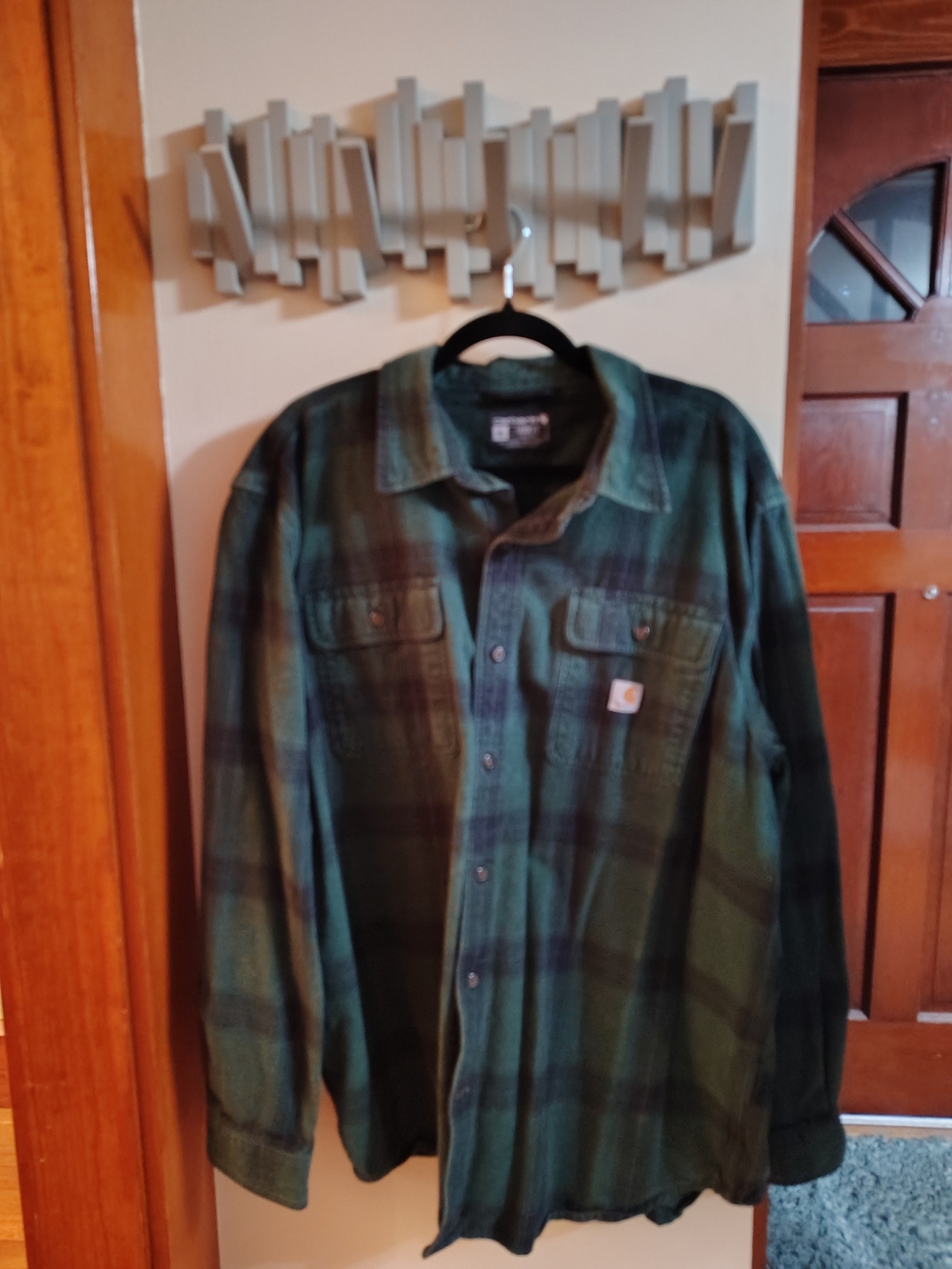 Carhartt Green and Black Plaid Shirt Jacket